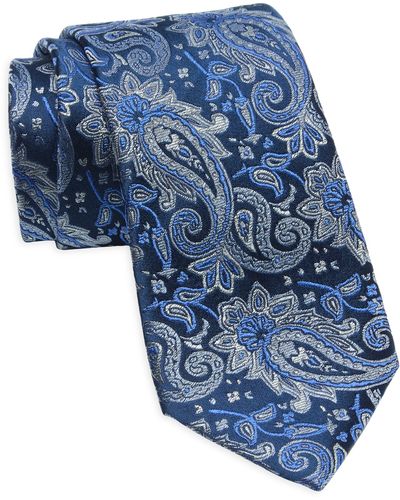 Duchamp Paisley Silk Tie - Blue
