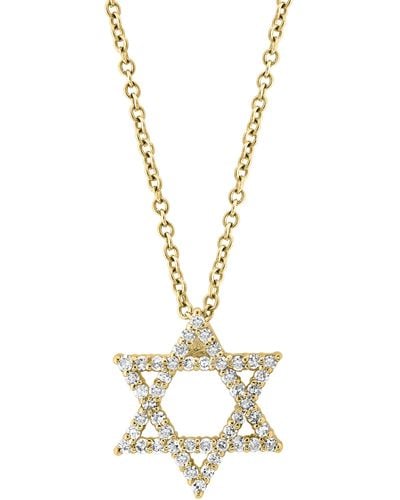 Effy 14k Yellow Gold Diamond Star Of David Pendant Necklace - Metallic