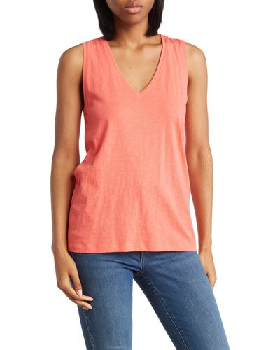 Madewell V-neck Cotton Tank - Red