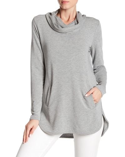 Cable & Gauge Cowl Neck Pocket Tunic - Gray