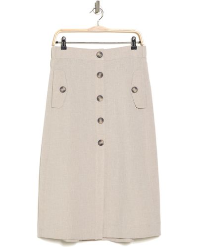 Adrianna Papell Button Front Utility Skirt - Natural
