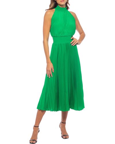 Marina Pleated Midi Dress - Green