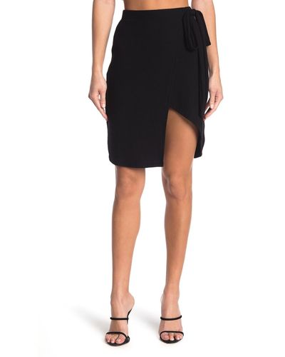 Go Couture Faux Wrap Slit Skirt - Black