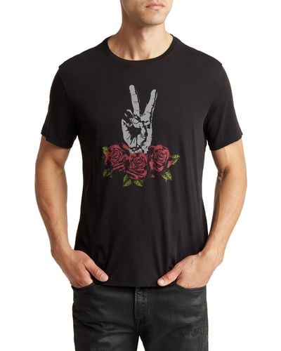 John Varvatos Peace Rose Cotton Graphic T-shirt - Black