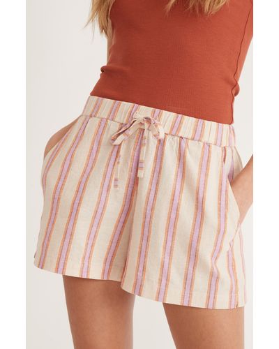 Marine Layer Beach Stripe Drawstring Shorts - Pink