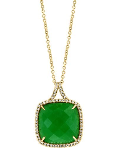 Effy 14k Yellow Gold Diamond Jade Pendant Necklace - Green