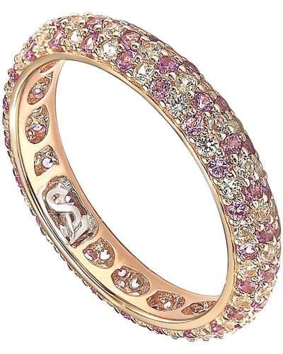 Suzy Levian Pave Cz & Pink Sapphire Eternity Band Ring