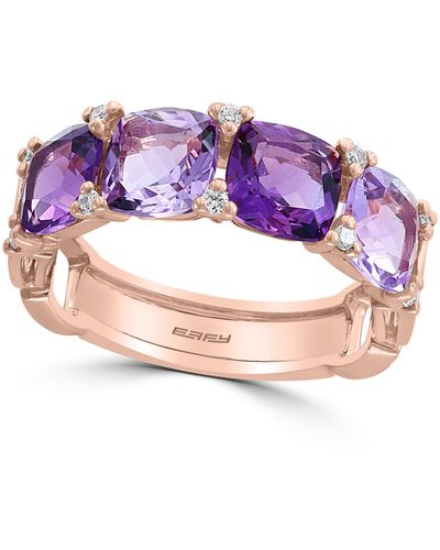 Effy 14k Rose Gold Amethyst & Diamond Ring - Multicolor