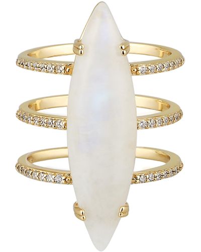 Adornia Fine Marquis Moonstone Ring - White
