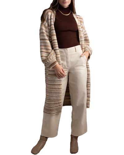 Saachi Stripe Knit Coatigan - Natural