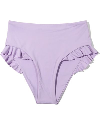 Hanky Panky High Waist Ruffle Trim Bikini Bottoms - Purple