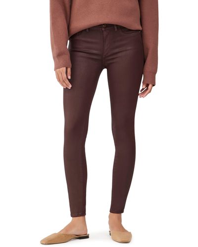 DL1961 Florence Instasculpt Coated Mid Rise Skinny Jeans - Red