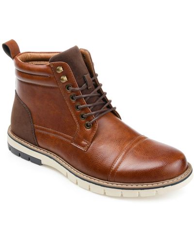 Vance Co. Lucien Vegan Leather Cap Toe Boot - Brown
