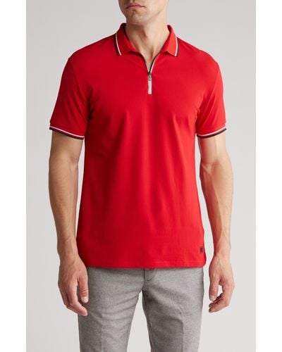 T.R. Premium Tipped Short Sleeve Knit Polo - Red