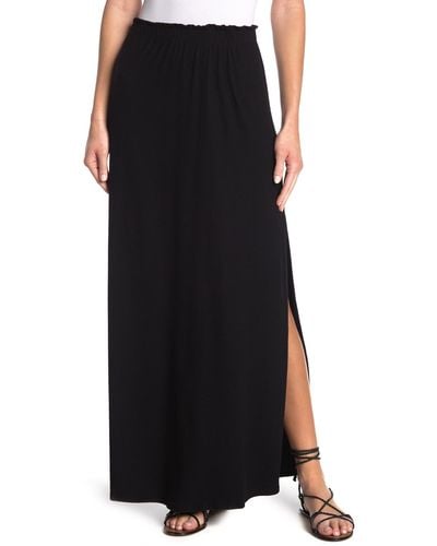 Go Couture Side Slit Ruffled Maxi Skirt - Black