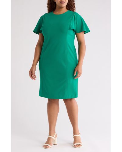Calvin Klein Tulip Sleeve Shift Dress - Green