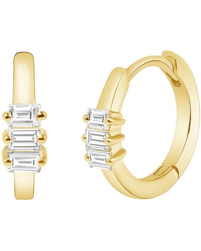 Ron Hami 14k Gold Diamond Baguette Huggie Hoop Earrings - Metallic