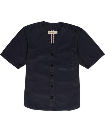 Imperfects Benny Jersey Short Sleeve Button-up Shirt - Blue