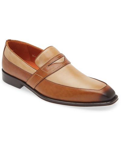 Mezlan Two-tone Leather Penny Loafer - Brown
