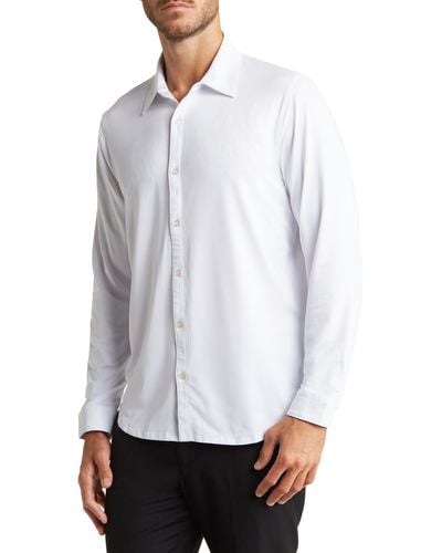 Zachary Prell Bill Stretch Knit Button-up Shirt - White