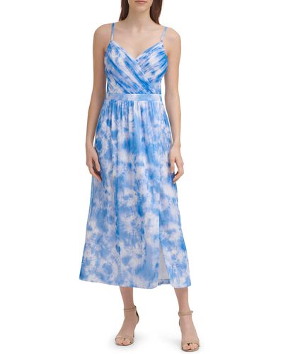 Guess Tie-dyed Midi Dress - Blue