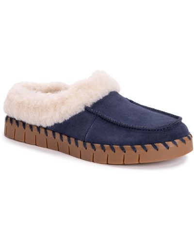 Muk Luks Flexi Faux Shearling Lined Slipper - Blue