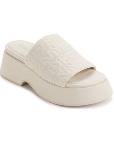 DKNY Logo Quilt Platform Sandal - White