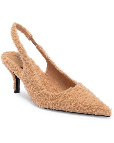 Jeffrey Campbell Furz Faux Shearling Slingback Pump - Natural