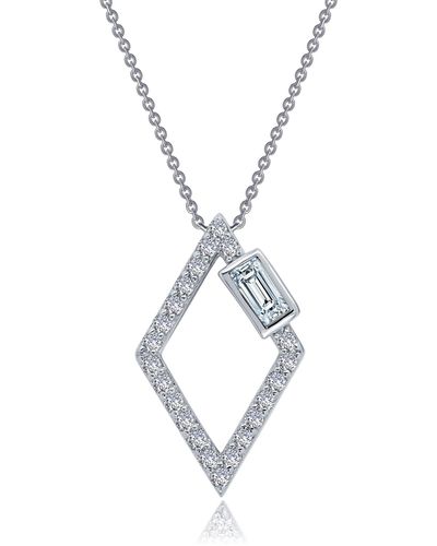 Lafonn Simulated Diamond Baguette Shaped Pendant Necklace - Blue
