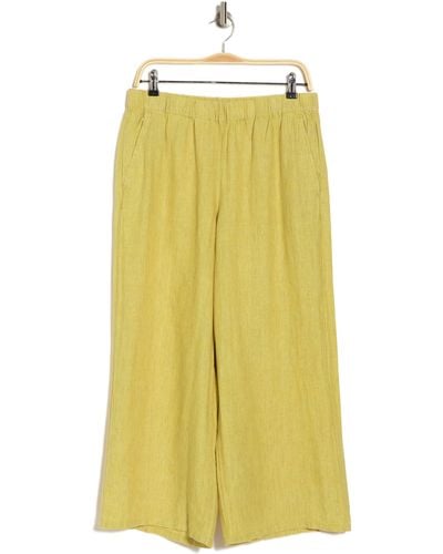Eileen Fisher Organic Linen Crop Wide Leg Pants - Yellow