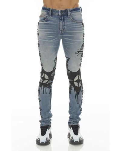 Cult Of Individuality Punk Super Skinny Jeans - Blue