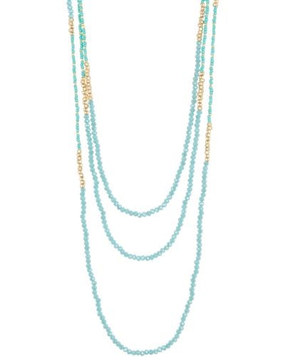 Melrose and Market 3-row Faceted Bead Necklace - Blue