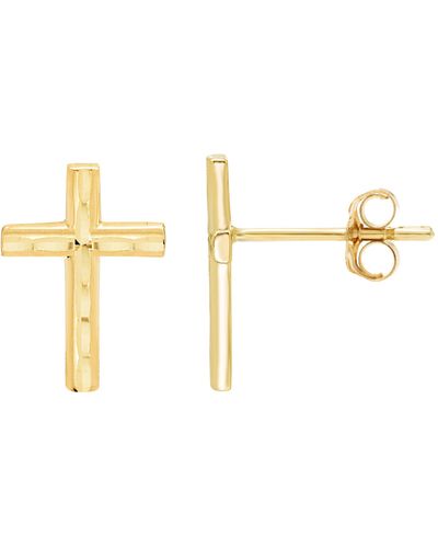 A.m. A & M 14k Gold Cross Stud Earrings - Metallic