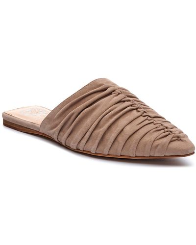 Vince Camuto Riteren Ruched Pointed Toe Leather Mule In Taupe At Nordstrom Rack - Multicolor