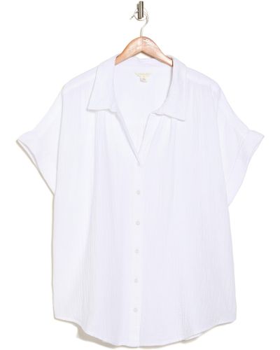 Caslon Duo Gauze Camp Shirt - White