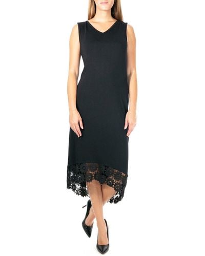 Nina Leonard Sleeveless V-neck High/low Dress - Black