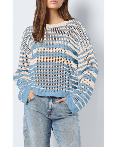 Noisy May Jola Open Knit Sweater - Blue