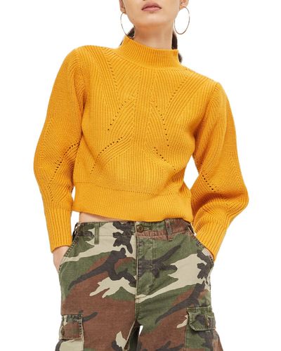 TOPSHOP Lace-up Back Sweater - Yellow