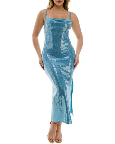 Bebe Sequin Gown - Blue