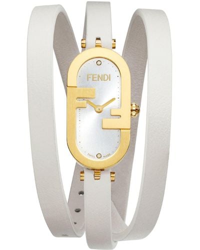Fendi O'lock Diamond Embellished Wrap Watch - White