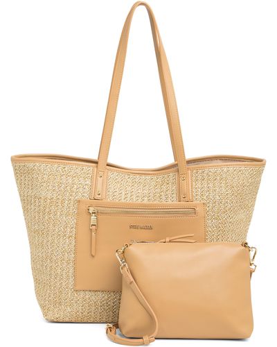 Steve Madden Brosey Tote Bag & Pouch - Natural