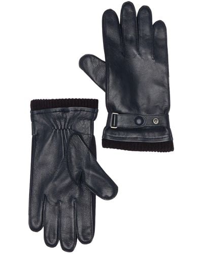 Bruno Magli Leather Wool Blend Lined Gloves - Multicolor