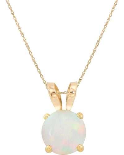 CANDELA JEWELRY 10k Yellow Gold Created Opal Pendant Necklace - White