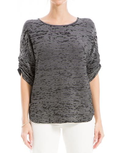 Max Studio Ruched Sleeve Top - Gray