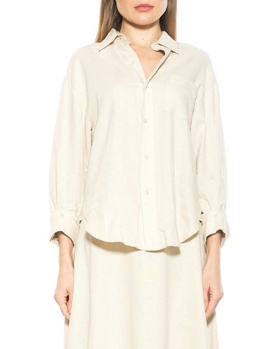 Alexia Admor Amber Oversize Long Sleeve Linen Button-up Shirt - Natural