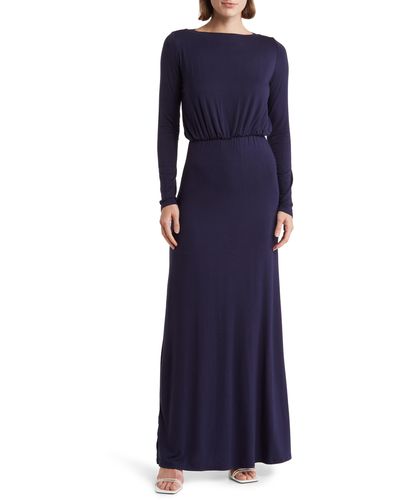 Go Couture Long Sleeve Maxi Dress - Blue