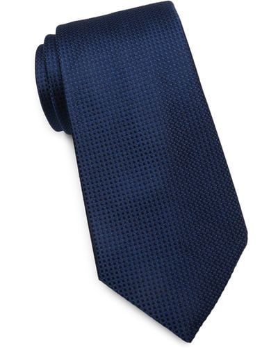 Duchamp Texture Solid Silk Tie - Blue