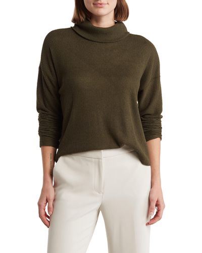 Bobeau Ribbed Crop Pullover Sweater - Multicolor
