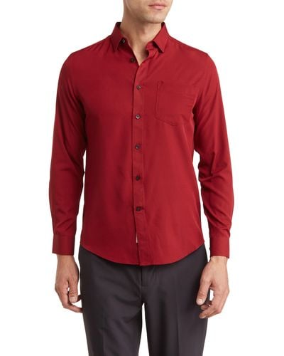 Report Collection Recycled 4-way Solid Sport Shirt - Red