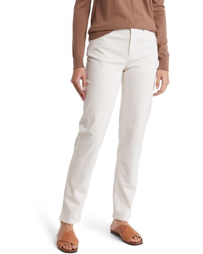Eileen Fisher High Waist Stretch Organic Cotton Slim Jeans - Natural